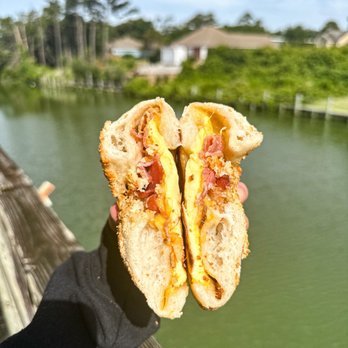 Giovanni's Brooklyn Bagels - Bacon egg and cheese stuffed bagel - Bagels Near Me - Emerald Isle, North Carolina Giovanni's Brooklyn Bagels - Bacon egg and cheese stuffed bagel - Bagels Near Me - Emerald Isle, North Carolina