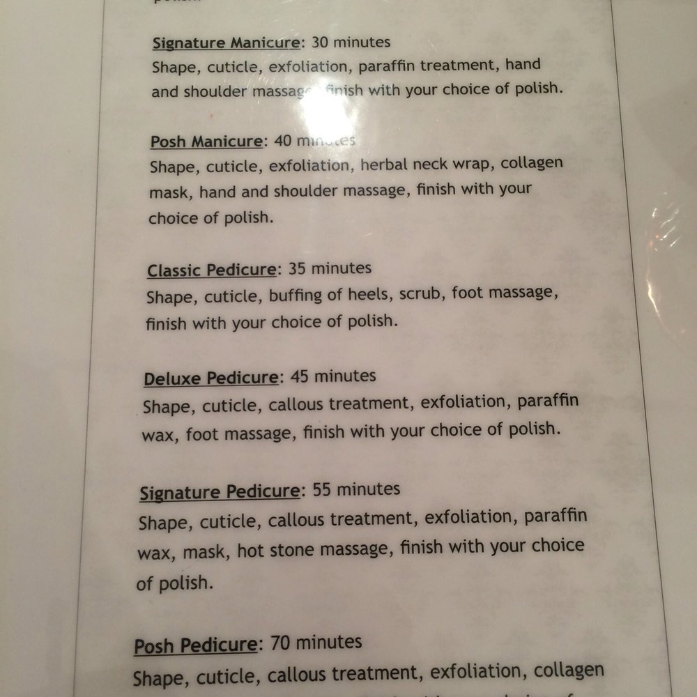 They offer classic, signature, and deluxe mani/pedis. Prices on next picture.