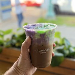 Chance’s Coffee - Ube and pandan foam Vietnamese coffee