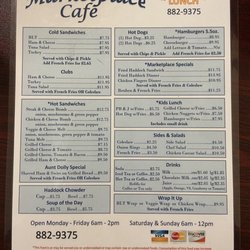 The Marketplace Cafe - Lunch Menu