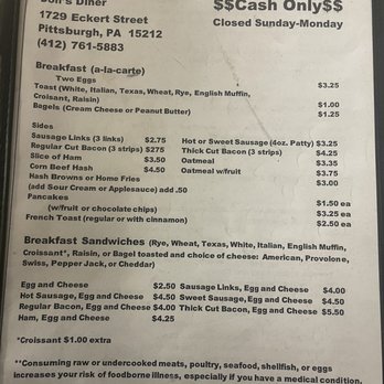 Don's Diner - Menu - Diners Near Me - Pittsburgh, Pennsylvania