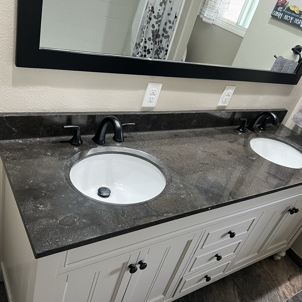 Groutshapers - Freshly polished and sealed vanity top - Grout Services Near Me Groutshapers - Freshly polished and sealed vanity top - Grout Services Near Me
