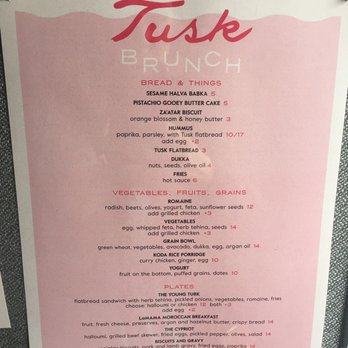 Tusk - The brunch menu - Middle Eastern Near Me - Portland, Oregon