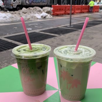 Cha Cha Matcha - Matcha Chai ($6) and Iced Matcha Latte w/ Oat Milk ($5.25) - Coffee & Tea Near Me - New York, New York
