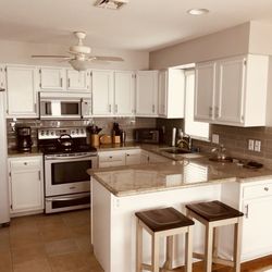 Two Guys Painting - Kitchen cabinets after the painting is completed