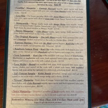 Luna Loca - Cocktail Menu - Mexican Near Me - Danville, California