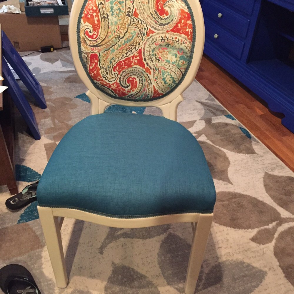Refurbished With Love - Dining chair after! (Forgive the amateur photos) - Furniture Reupholstery Near Me Refurbished With Love - Dining chair after! (Forgive the amateur photos) - Furniture Reupholstery Near Me