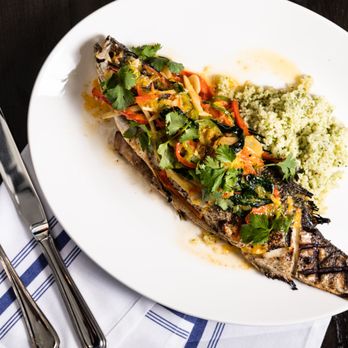 Thr3 Jack - Whole Grilled Branzino with jalapeno, orange, basil, and herbed couscous. - Golf Near Me - Minneapolis, Minnesota Thr3 Jack - Whole Grilled Branzino with jalapeno, orange, basil, and herbed couscous. - Golf Near Me - Minneapolis, Minnesota