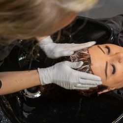 Fredericks Salon - Hair color being shampooed off