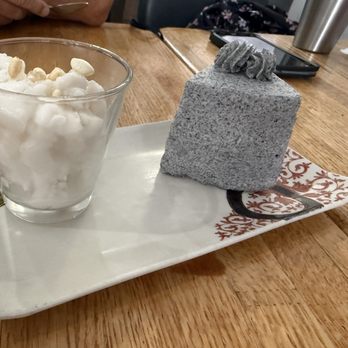 O'Kims - Black sesame cake with Sikhye sorbet - Korean Near Me - Honolulu, Hawaii