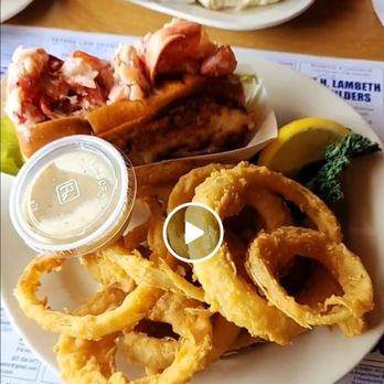 Anglers Restaurant - My lobster roll and onion rings - Seafood Near Me - Searsport, Maine Anglers Restaurant - My lobster roll and onion rings - Seafood Near Me - Searsport, Maine
