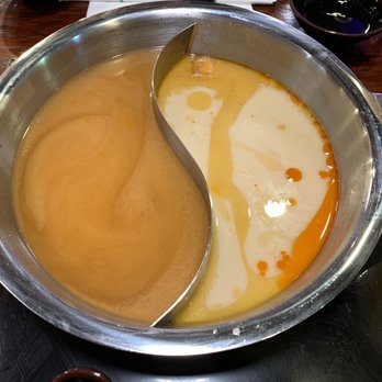 Taichi Pot Shabu Shabu - (April 2021) Left: "Scarlet" broth. Right: Spicy red miso - Japanese Near Me - San Mateo, California Taichi Pot Shabu Shabu - (April 2021) Left: "Scarlet" broth. Right: Spicy red miso - Japanese Near Me - San Mateo, California