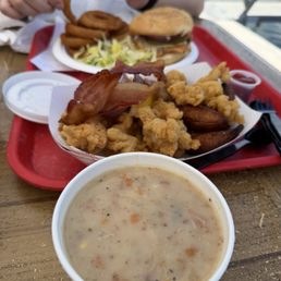 Stone crab chowder & fried conch Stone crab chowder & fried conch