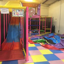 Flippin' Family Fun - Toddler Slide and foam pit to the right