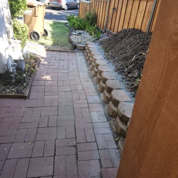 Modernscapes Innovations - Row of two bricks added to walkway and retaining brick reinstalled - Landscaping Near Me Modernscapes Innovations - Row of two bricks added to walkway and retaining brick reinstalled - Landscaping Near Me