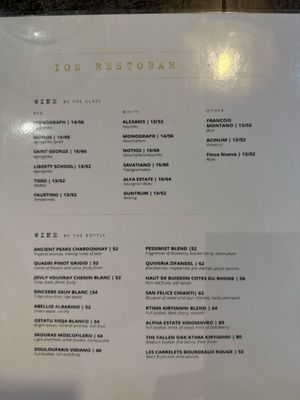Menu photo 2 Ios Restobar Philadelphia, PA