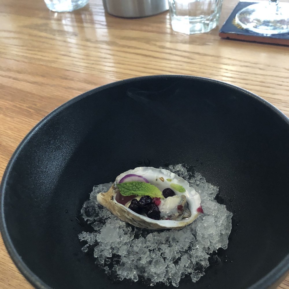 Brutø - Smoked oyster: huckleberry mignonette - Tapas/Small Plates Near Me - Denver, Colorado Brutø - Smoked oyster: huckleberry mignonette - Tapas/Small Plates Near Me - Denver, Colorado