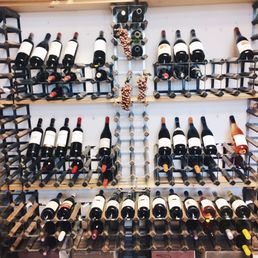 rows of wine bottles