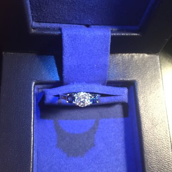 Jangmi - Custom ¾ carat diamond (E, VS1, hearts/arrows) with sapphires on a platinum band - Jewelry Near Me - New York, New York