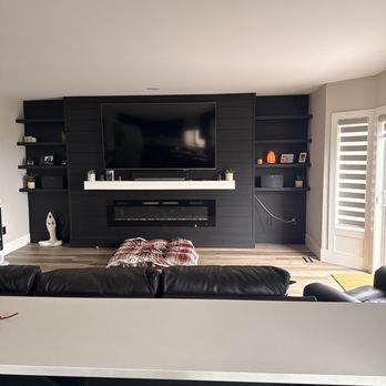Great Home Renovations - Built shelves left and right and painted black - well done - Painters Near Me - Coquitlam, British Columbia Great Home Renovations - Built shelves left and right and painted black - well done - Painters Near Me - Coquitlam, British Columbia