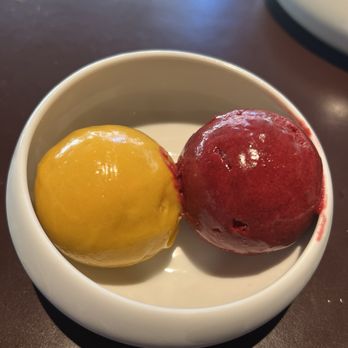 Lupi & Iris - Mango and black currant sorbet - Mediterranean Near Me - Milwaukee, Wisconsin Lupi & Iris - Mango and black currant sorbet - Mediterranean Near Me - Milwaukee, Wisconsin