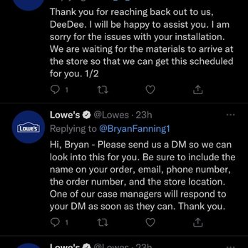 Lowe's Home Improvement - Twitter handle attempting to resolve issues of defrauded customers - Hardware Stores Near Me - Livermore, California