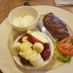 2 eggs and butt steak.. Beautiful fruit.