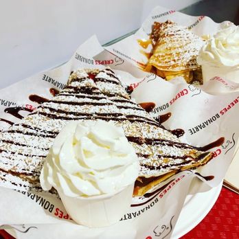 Crepes Bonaparte - Banana Foster and CookieBerryAna crepes - Desserts Near Me - Fullerton, California