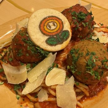 Toadstool Cafe - fire flower spaghetti and meatballs - Cafes Near Me - Universal City, California