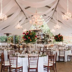 Celebrations By Hayley - Tropical reception with a waterfall at the end of the tent