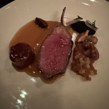 Alo Restaurant - New Zealand Lamb Chanterelle Mushroom, Artichoke, Watercress, Black Garlic, Shallot - Bars Near Me - Toronto, Ontario