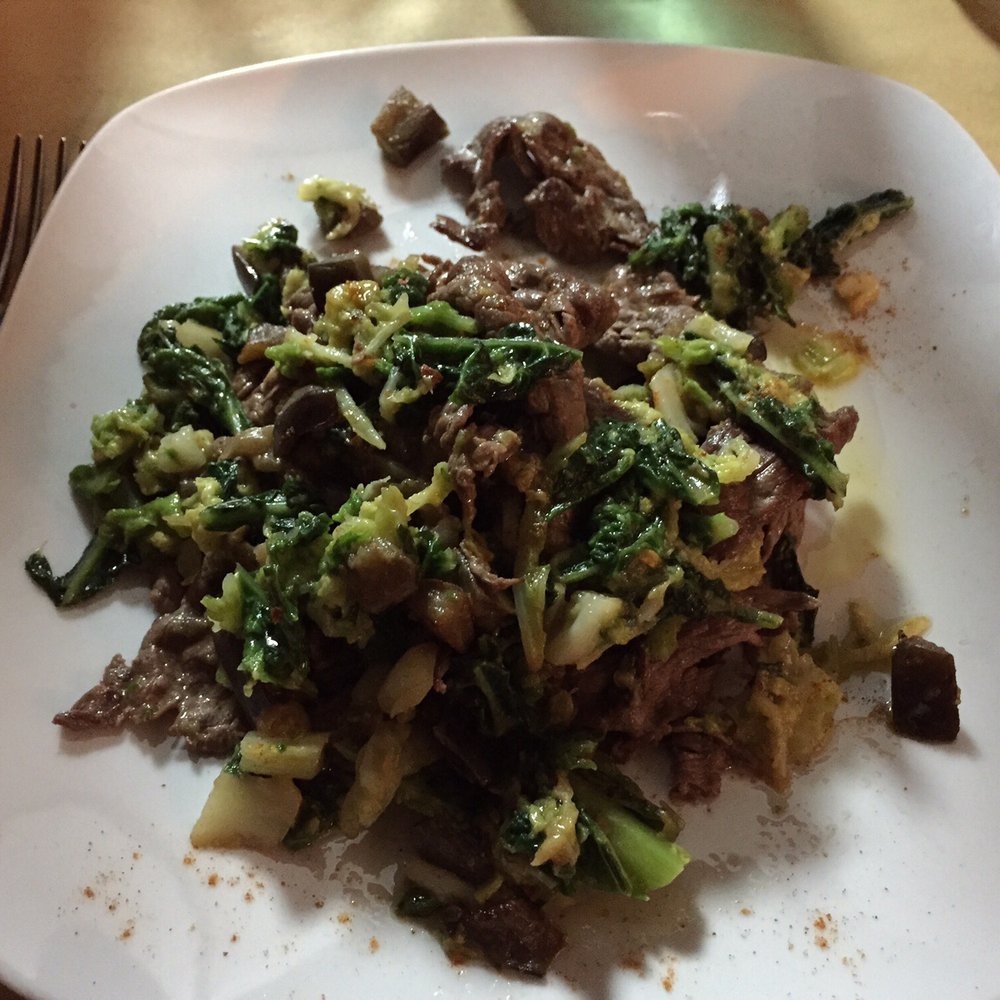 Il Desiderio Di Archestrato - Beef strips with spicy cabbage and eggplant - Roman Near Me - Rome, RM Il Desiderio Di Archestrato - Beef strips with spicy cabbage and eggplant - Roman Near Me - Rome, RM