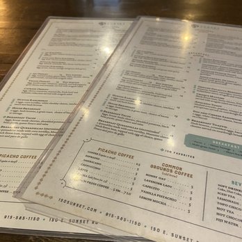 150 Sunset - Menu - Breakfast & Brunch Near Me - El Paso, Texas