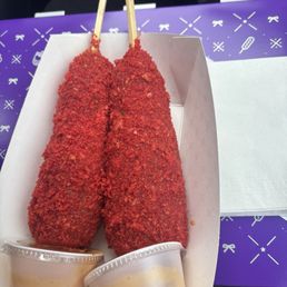 Hot cheeto corn dogs