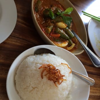 Burma Superstar - Egg and okra curry, and coconut rice on the side - Burmese Near Me - Alameda, California