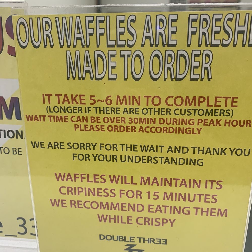 Double Three - At least they do tell you ahead of time that you could be waiting awhile - Ice Cream & Frozen Yogurt Near Me - Honolulu, Hawaii Double Three - At least they do tell you ahead of time that you could be waiting awhile - Ice Cream & Frozen Yogurt Near Me - Honolulu, Hawaii