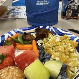 Roasted Honey BQQ Chicken & golden beets - we voted 10 plus  Plus we had fruit of our own - I was a take out order for my Scrapbooking Event