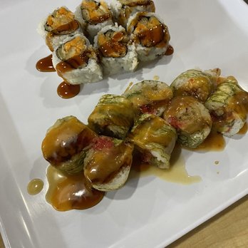 Cayenne Sushi Restaurant - Top : sweet potato roll Bottom : Foxboro roll - Asian Fusion Near Me - Johnston, Rhode Island Cayenne Sushi Restaurant - Top : sweet potato roll Bottom : Foxboro roll - Asian Fusion Near Me - Johnston, Rhode Island