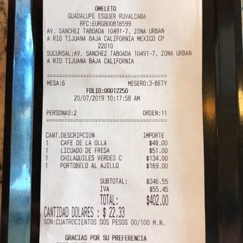 Omeleto - Bill - Breakfast & Brunch Near Me - Tijuana, BCN