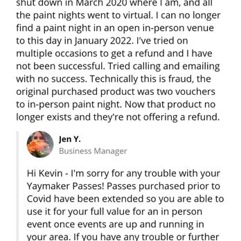 Yaymaker - Jen is trying to extend the limits of the agreed date of delivery without asking. I would like a refund and it is not being offered. - Party & Event Planning Near Me