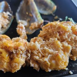 Robata-X Sushi & Izakaya - Crab meat on top of baked green mussels