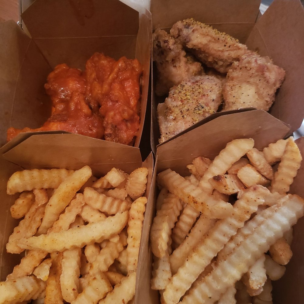 Fusion Wings - Lemon pepper wings and buffalo wings with the crispiest fries. - Chicken Wings Near Me - Montebello, California Fusion Wings - Lemon pepper wings and buffalo wings with the crispiest fries. - Chicken Wings Near Me - Montebello, California