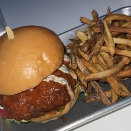 Buffalo Chicken Sandwich and fries