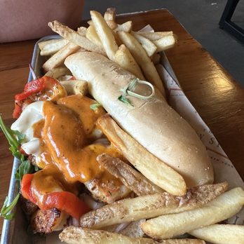 Tipsy Steer - Shrimp Po Boy-Bread was a bit soggy. Flavor was just ok. - Pizza Near Me - Blaine, Minnesota