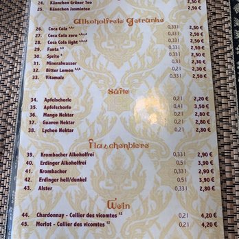 Ching Chang Chong - Lunch menu - drinks - Thai Near Me - Oldenburg, NI