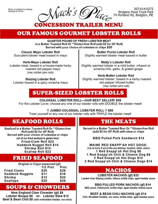 Menu photo 2 Mack's Place Bridgton, ME