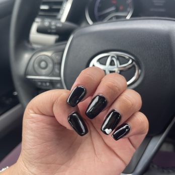 Art Deco Nail Salon - Black nails look hazy, coffin nails are rounded - Nail Salons Near Me - Issaquah, Washington Art Deco Nail Salon - Black nails look hazy, coffin nails are rounded - Nail Salons Near Me - Issaquah, Washington
