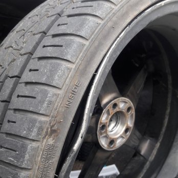 Barney's Tire & Wheel - Side view of damage from pot hole - Tires Near Me - Temecula, California