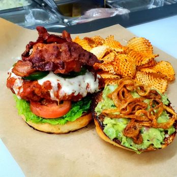 Curbside Kitchen - Buffalo Crispy Chicken Sandwich with Add-On's Onion Straws and Jalapenos - Food Trucks Near Me