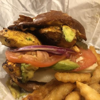 Badas Burgers - Chipotle chicken sandwich $11.99 (includes regular fries or +$1 sweet potato fries) - Burgers Near Me - San Diego, California Badas Burgers - Chipotle chicken sandwich $11.99 (includes regular fries or +$1 sweet potato fries) - Burgers Near Me - San Diego, California